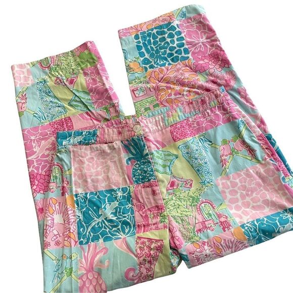 LILLY‎ PULITZER WHITE LABEL VINTAGE CAPRIS PANTS, HYACINTH TROPICAL PRINT SZ 6 - Picture 2 of 10
